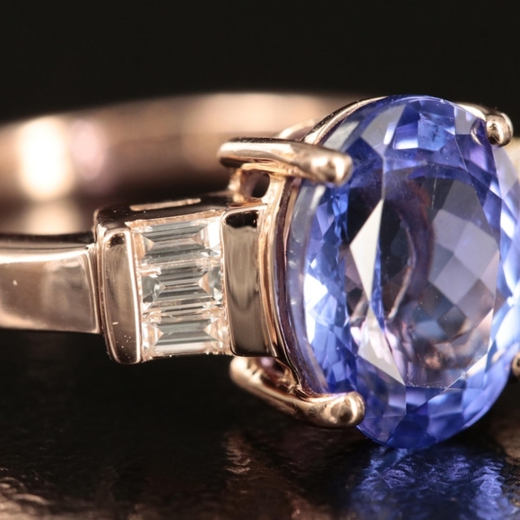 Tanzanite and Diamond 14K Rose Gold Ring - Picture 3 of 8